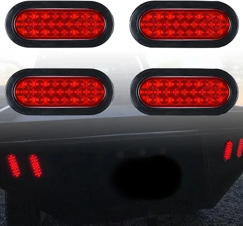 Miniatura 2 de Astra Depot, 1 par de faros traseros de LED ovalados rojos, 6 pulgadas, 10 diodos, con ojal y conector para camión o remolque, selladas, 4piezas