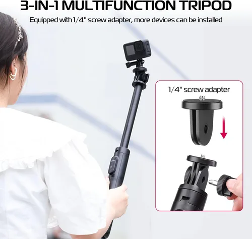 Miniatura 4 de ULANZI SK-03 Trípode selfie stick, trípode de 64" profesional y estable para teléfono inteligente/cámara de acción, soporte de teléfono extensible
