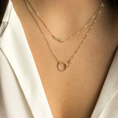 Miniatura 3 de Befettly - Collar con dije de luna hecho de oro de 14 quilates