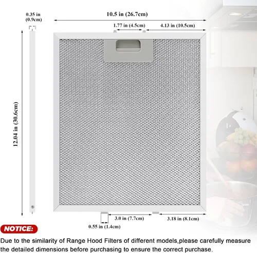 Miniatura 5 de Reemplazo de filtro de campana extractora W10169961A actualizado (3 piezas) de Techecook, filtro de grasa para campana de malla de aluminio de 5