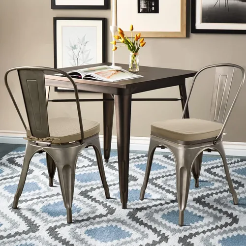 Miniatura 5 de GUEGLSA Cojines de asiento impermeables para exteriores, 14 x 14 pulgadas, almohadilla de metal antideslizante con lazos, cojín para silla