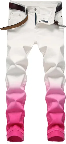 Miniatura 38 de Baylvn - Pantalones de mezclilla entallados y estampados para hombre con corte recto