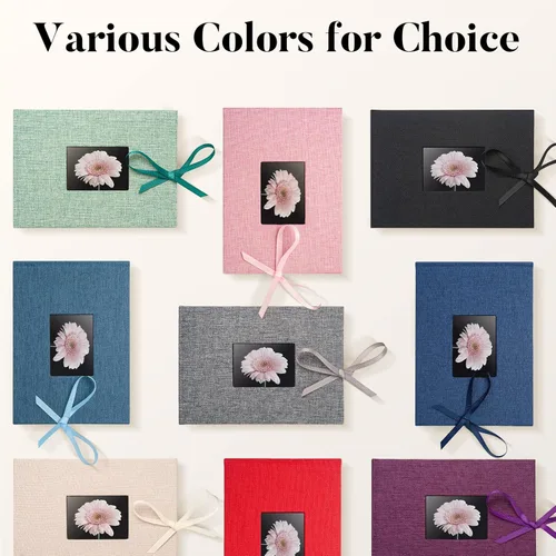 Miniatura 6 de Álbum de fotos pequeño 4x6, álbum de fotos de Fabmaker con capacidad para 24 fotos horizontales, libro de fotos con cubierta de tela de lino