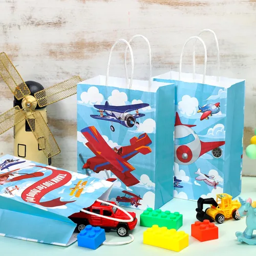Miniatura 3 de Outus 24 piezas Bolsas de regalo de fiesta en avión Bolsas de papel de avión Bolsas de regalo lisas Bolsa de regalo azul Avión de papel Bolsa