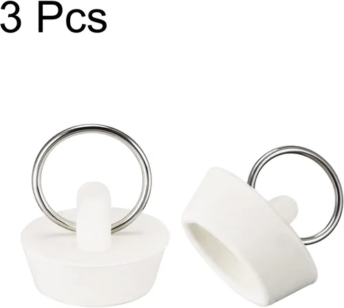 Miniatura 3 de uxcell Tapón de goma para fregadero, tapón de drenaje blanco para drenaje de 1 a 1-1/16 pulgadas con anillo para colgar para tina, cocina y baño, 3