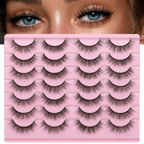 Miniatura 11 de Newcally Pestañas Postizas de Aspecto Natural Pestañas de Visón Voluminosas 3D con Volumen Pestañas Postizas 5D en Tira Pestañas Ojos de Gato