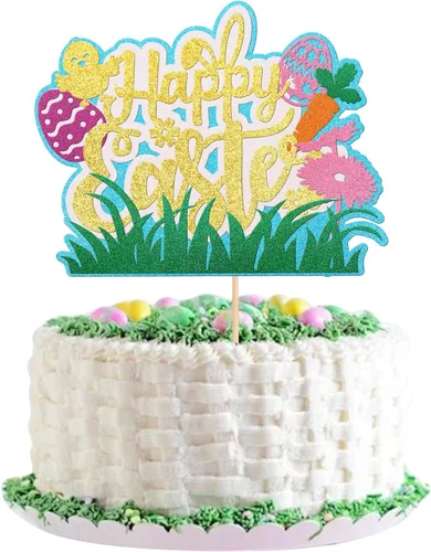 Miniatura 21 de 30 piezas de decoración para magdalenas de Pascua con purpurina de cruz religiosa He is resucitado para cupcakes de la Santa Biblia, Dios bendiga