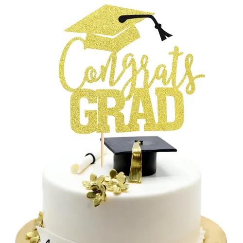 Miniatura 24 de Arthsdite 1 Pieza Decoración para Pastel de Graduación con Purpurina Dorada "So Proud of You" - 2025 Graduado Felicitaciones Senior Decoración