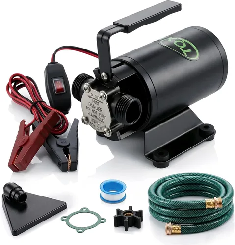 12V Water Transfer Pump 330GPH Self-Priming Utility Pump with Battery Clamps Hose Kit Portable Electric Non-Submersible Pump for RV Marine Garden