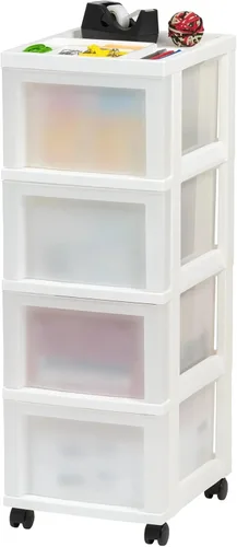 Miniatura 11 de Cajón de almacenamiento gris, torre ancha de tejido de plástico de 3 cajones con asas de tracción