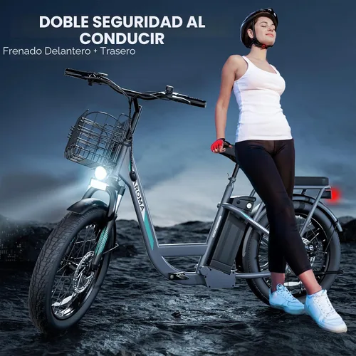 Miniatura 6 de Caroma Peak - Scooter eléctrico de 500 W/800 W/1200 W con asiento, bicicleta eléctrica de neumático grueso de 20 pulgadas con batería extraíble