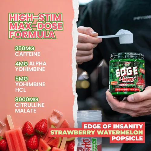 Miniatura 5 de Psycho Pharma Polvo de preentrenamiento de alta rigidez más fuerte, borde de locura, suplemento de preentrenamiento más intenso para bombas, fuerza