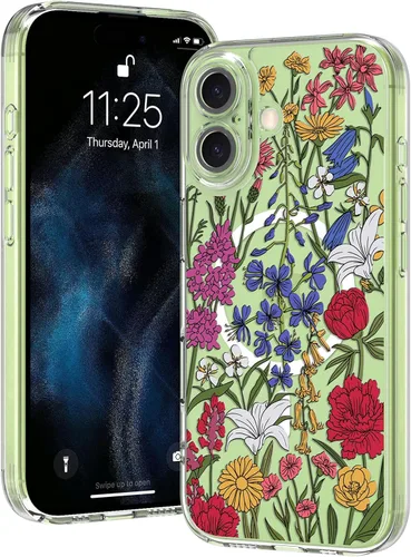 Miniatura 8 de OOK Magnetic for iPhone 17 Case Clear Pretty Flower Girls Women [Not Yellowing][Screen Protector] [ MagSafe Compatible] with Full Camera Lens
