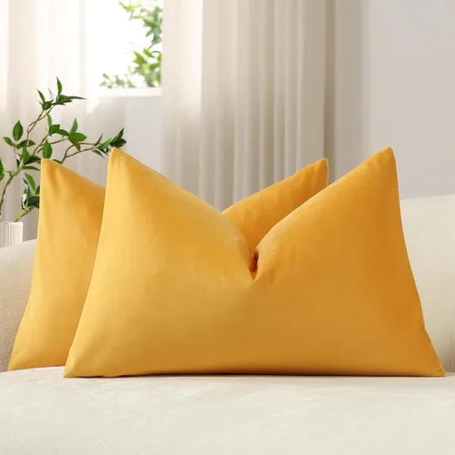 Miniatura 54 de Dezene - 2 fundas decorativas de terciopelo para almohada Hielo de vainilla
