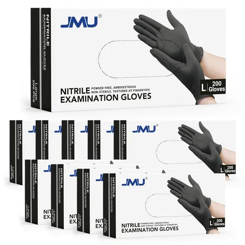 Miniatura 41 de JMU Guantes negros de nitrilo a granel mediano, caja de 1200, 3.5 mil, sin látex sin polvo