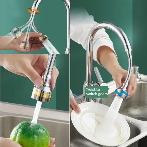 Miniatura 3 de Aireador de grifo giratorio, boquilla de grifo de doble función de 360 grados, accesorio giratorio para fregadero de cocina, extensor de grifo
