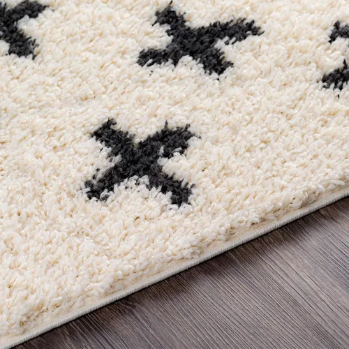 Miniatura 7 de Alfombras de Área Livabliss - Alfombra Shag Suave Mora Marroquí Boho Negro Crema de 8x10 para Sala de Estar y Dormitorio - Alfombra Grande