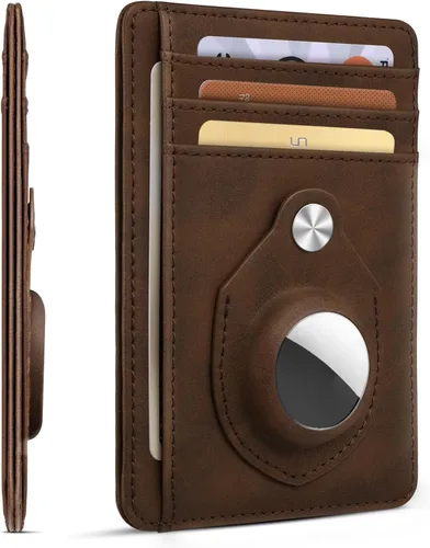 Miniatura 27 de RUNBOX Carteras de cuero minimalistas y delgadas con bloqueo RFID para bolsillo frontal, portatarjetas para hombres y mujeres, regalos para hombres