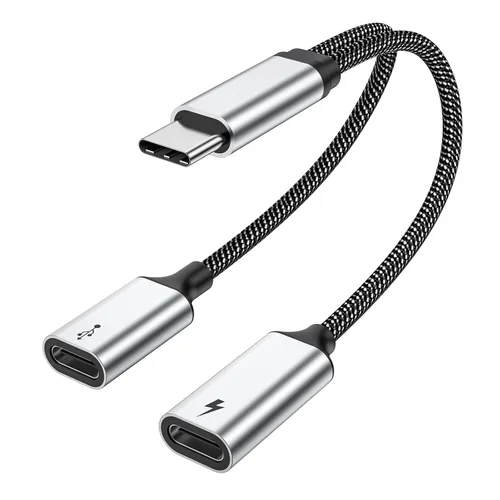Miniatura 11 de MOGOOD Cable divisor USB C de 60 W, 2 en 1 USB-C macho a doble USB-C hembra, carga mientras usas auriculares, SSD, DAC o controlador, para Steam