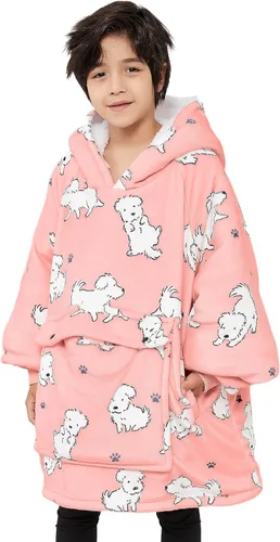 Miniatura 26 de KFUBUO Manta portátil con capucha de sherpa para niños, todos los patrones, sudadera de gran tamaño con bolsillo, regalos de cumpleaños para niñas