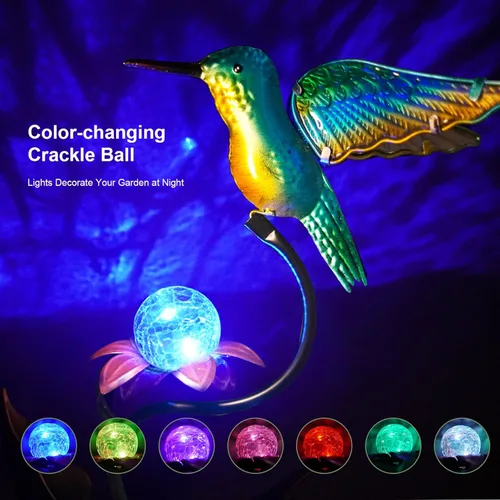 Miniatura 3 de HONGLAND Luces solares para exteriores para decoración de jardín, luces solares de colibrí de 46 pulgadas para exteriores, estacas decorativas
