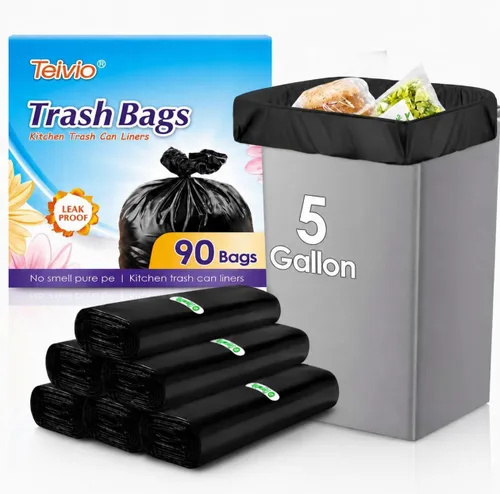 Miniatura 11 de Bolsas de basura fuertes de 1.2 galones, 220 unidades, bolsas de basura para baño, bolsas de plástico pequeñas para la oficina en casa, cocina, se