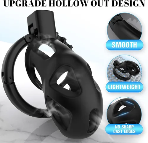 Miniatura 3 de Uoffile Dispositivos de jaula de castidad masculina, jaula ligera de castidad con 8 anillos ajustables para el pene y bloqueo invisible,