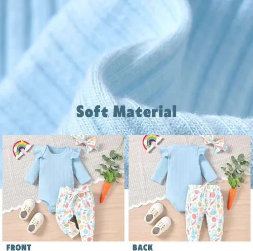 Miniatura 73 de Aalizzwell Conjunto de mameluco acanalado para bebé recién nacido prematuro para otoño e invierno