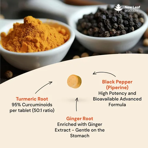 Miniatura 2 de Tabletas de Cúrcuma con Pimienta Negra y Jengibre - Curcumina - 180 Tabletas de Cúrcuma y Pimienta Negra (3 Meses) Suplementos de Cúrcuma Activa