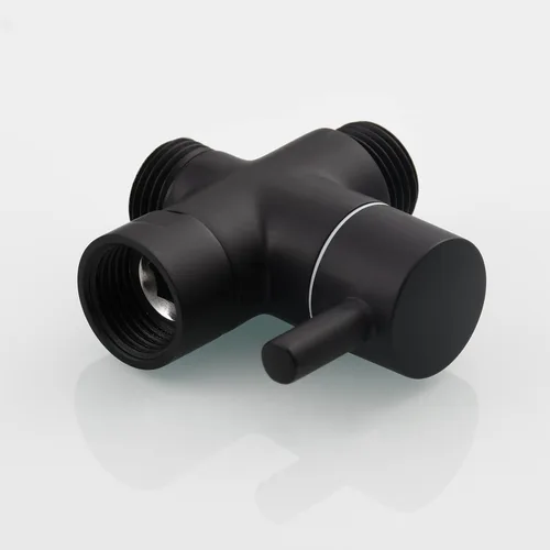 Miniatura 8 de CIENCIA Válvula desviadora de brazo de ducha de 3 vías de latón G 1/2 para ducha de mano, piezas negras, DSF007C