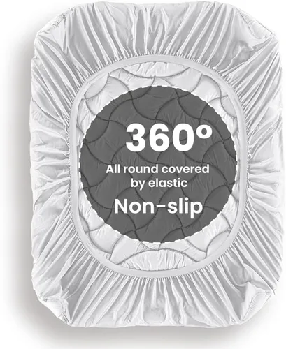 Miniatura 6 de SLEEP ZONE Cubrecolchón refrescante tamaño individual para cama individual, protector de colchón acolchado zonificado de primera calidad, funda Gris