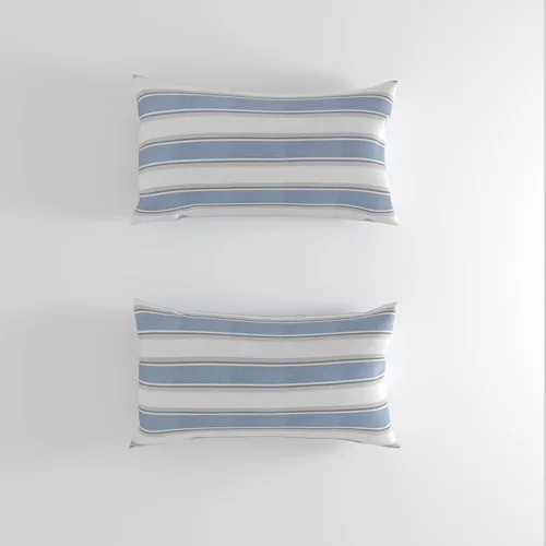 2 Piezas Fundas de Almohada Azul Marino Blanco a Rayas de Lino Suave Cuadradas Funda de Almohada Decorativa para Sofá con Cierre Oculto - 30,5 x