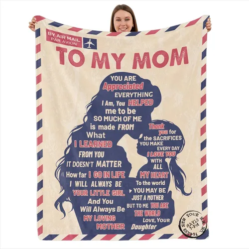 Miniatura 13 de TURMTF Regalos de cumpleaños para mamá de hija e hijo, manta de forro polar suave y cálida para mujer, manta acogedora para sofá, cama, viajes