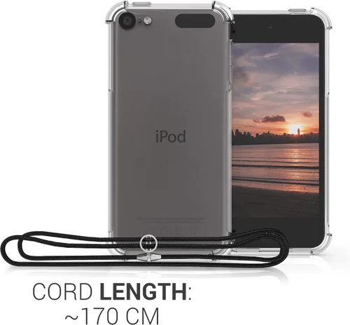 Miniatura 3 de kwmobile Funda cruzada compatible con Apple iPod Touch 6G / 7G (6ª y 7ª generación), funda de TPU transparente con correa para el cuello, negro
