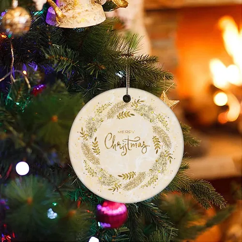 Miniatura 3 de Adornos de árbol de Navidad, adorno de mármol de Navidad, adorno de recuerdo, decoración del hogar, colgante de mármol natural, adornos redondos