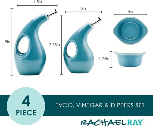 Miniatura 2 de Rachael Ray Serveware Ceramics AOVE y Ramekin - Juego de 4 piezas, color azul agave