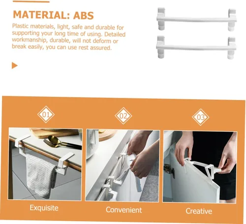 Miniatura 8 de Zerodeko Toallero de baño, barra de platos, estante de plástico para toallas, estante para colgar, 2 piezas, material ABS, soporte para toallas