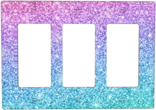 Miniatura 26 de Cubierta para interruptor de luz, placas de pared con purpurina rosa y azul, 1 banda, palanca individual de 4.5 x 2.76 pulgadas, 1 paquete