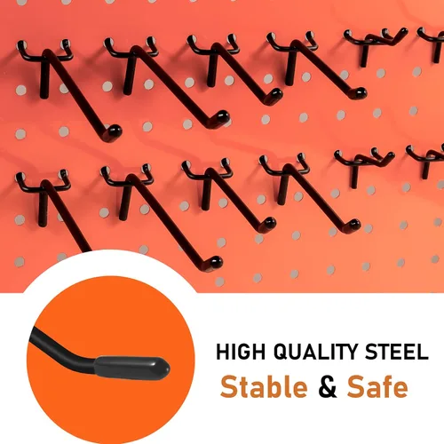 Miniatura 4 de 60 ganchos negros para tablero de clavijas, gancho de pared para tablero de clavijas de 2/4/6 pulgadas, gancho de estantería resistente para tablero