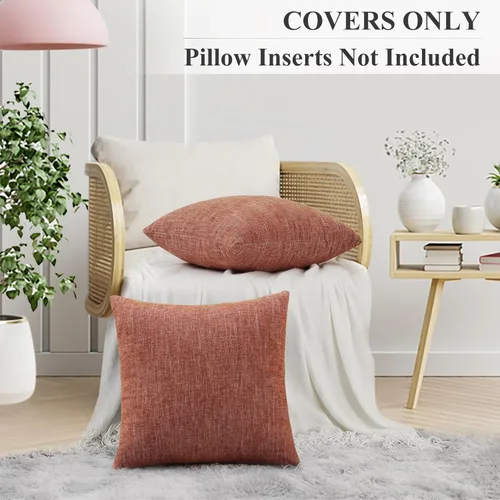Miniatura 4 de decorUhome - Juego de 2 fundas de almohada decorativas de felpilla, rústicas, cuadradas y suaves, para sillón, sofá y cama, 24 x 24 pulgadas