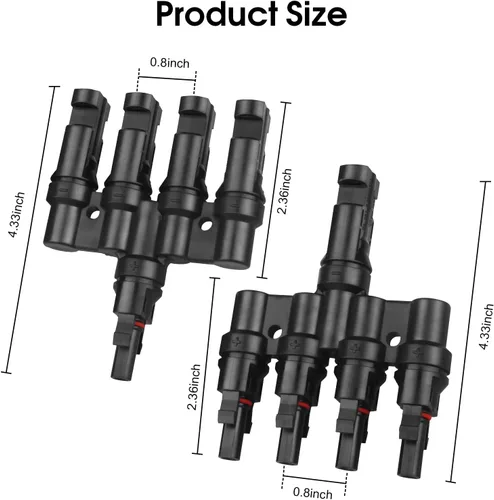 Miniatura 7 de 4 a 1 conectores de panel solar T conectores de rama acoplador divisor de cable 1 macho a 4 hembra (M/4F) y 1 hembra a 4 macho (F/4M) para conexión