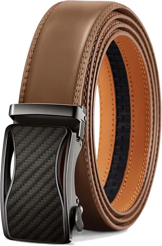 Miniatura 26 de BULLIANT - Cinturón de trinquete para hombre, cinturón de cuero deslizante ajustable para regalo, para vestido casual de hombre, 1 3/8