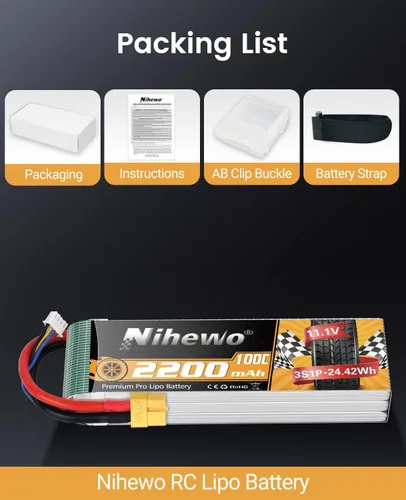 Miniatura 6 de 3S Lipo Battery 2200mAh 11.1V RC Lipo Batería 100C con enchufe XT60 Funda suave para RC Drone FPV Aviones Multi-Motor Quadcopters Autos, Camiones