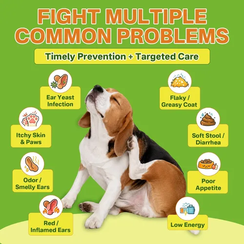 Miniatura 4 de puyrzoe Tratamiento natural de infección por levaduras para perros, picazón en las orejas, piel, patas y alivio de alergias, tratamiento de levadura