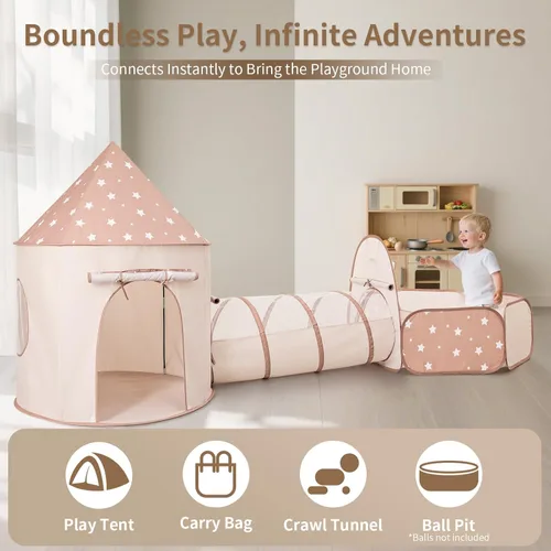 Miniatura 5 de Sumbababy Tienda de campaña para niños con túnel de gateo: pozo de bolas para niños pequeños - Túneles para piscinas de bolas para niños pequeños