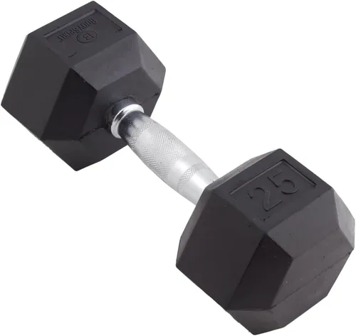Body Sport Mancuerna hexagonal con revestimiento de goma, individual – Mancuernas para ejercicios – Equipo de entrenamiento de fuerza – Accesorios