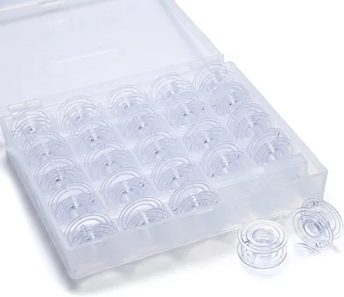 YEQIN Paquete de 25 con caja transparente Bobbin 136492-001 (SA155) - para Baby Lock, Brother, Bernina, Riccar
