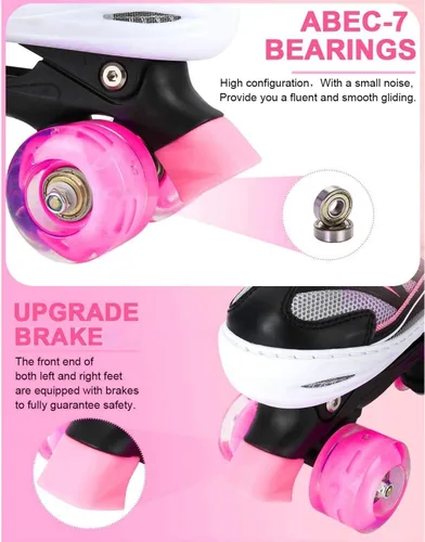 Miniatura 4 de Patines en línea ajustables para niñas y mujeres, todas las 8 ruedas de los patines de niña brillan, iluminación segura y divertida para niños