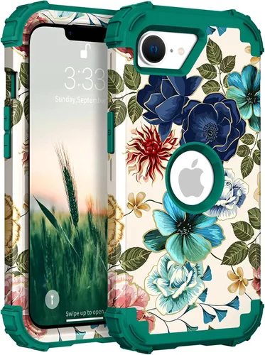 Miniatura 33 de Hocase Funda para iPhone SE 2022/2020, resistente a prueba de golpes, de plástico duro+goma de silicona, funda protectora híbrida para iPhone SE