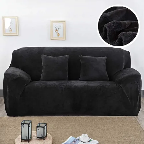 Miniatura 8 de Funda de terciopelo ultra suave para sofá de colores lisos, elastano elástico para sofá biplaza protección de muebles, fundas antideslizantes a